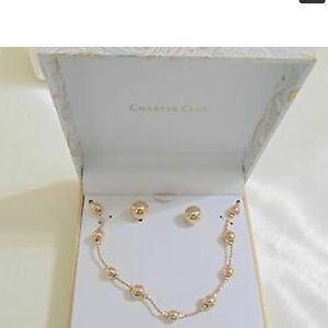 Charter Club Gold-Tone Bead Necklace & Earring Set